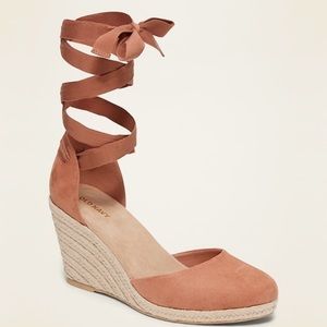 NWOT Faux Suede Lace Up Wedges!